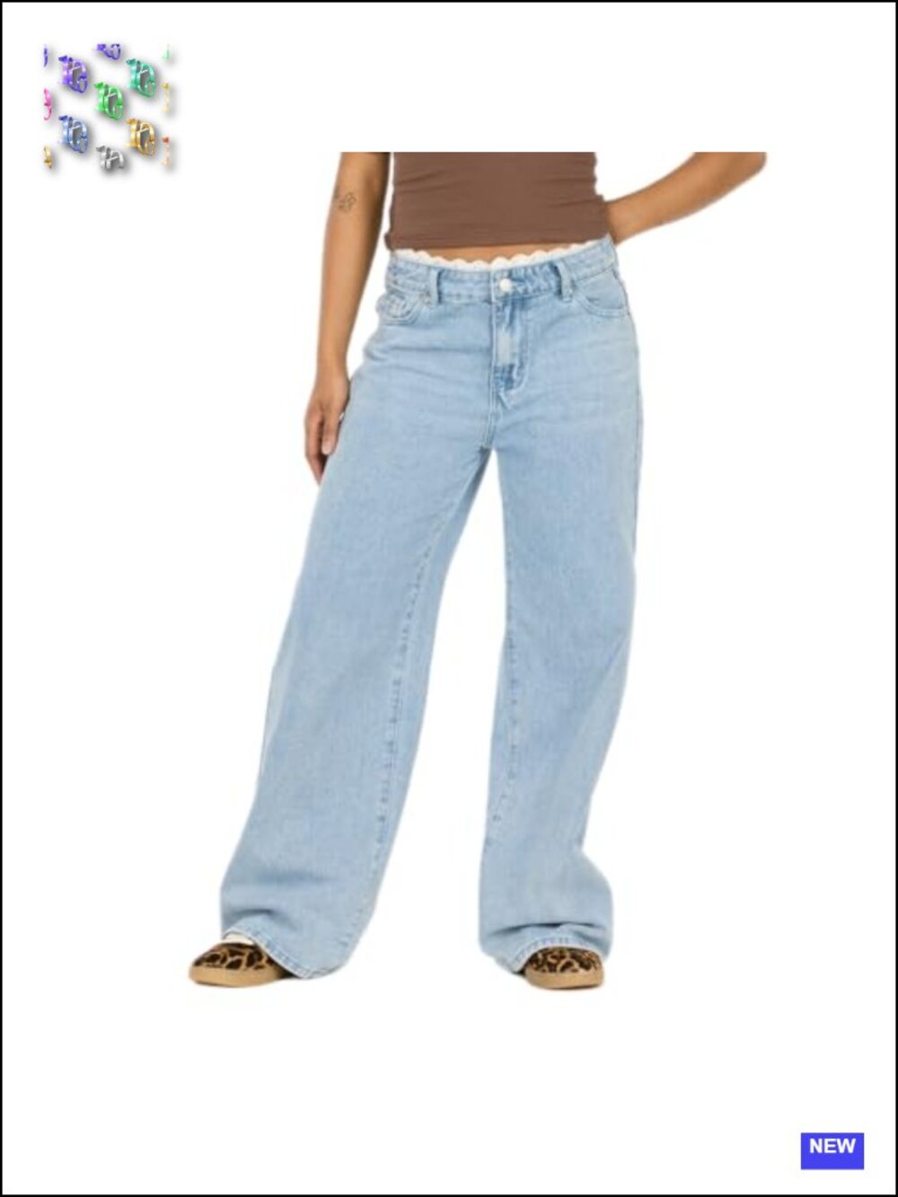 Women's Wide-Leg Jeans with Lace Waistband